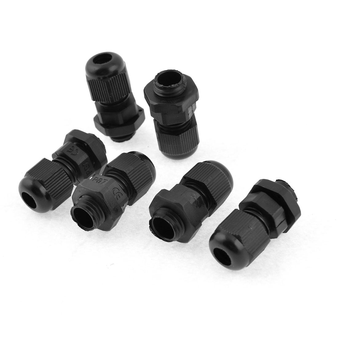 Harfington Black Plastic Waterproof PG7 4-7mm Diameter Cable Gland 6pcs