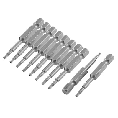 Harfington 50mm Length 2mm Point T8 Type Security Torx Screwdriver Bit 10pcs