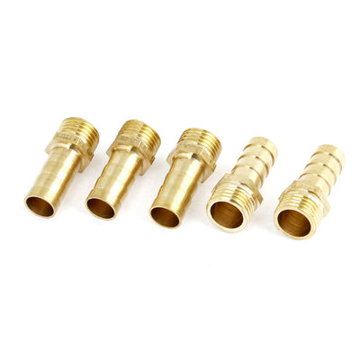 Harfington 8mm Hose Tail Dia 13mm Male Thread Straight Coupler for Water Air Hose 5Pcs