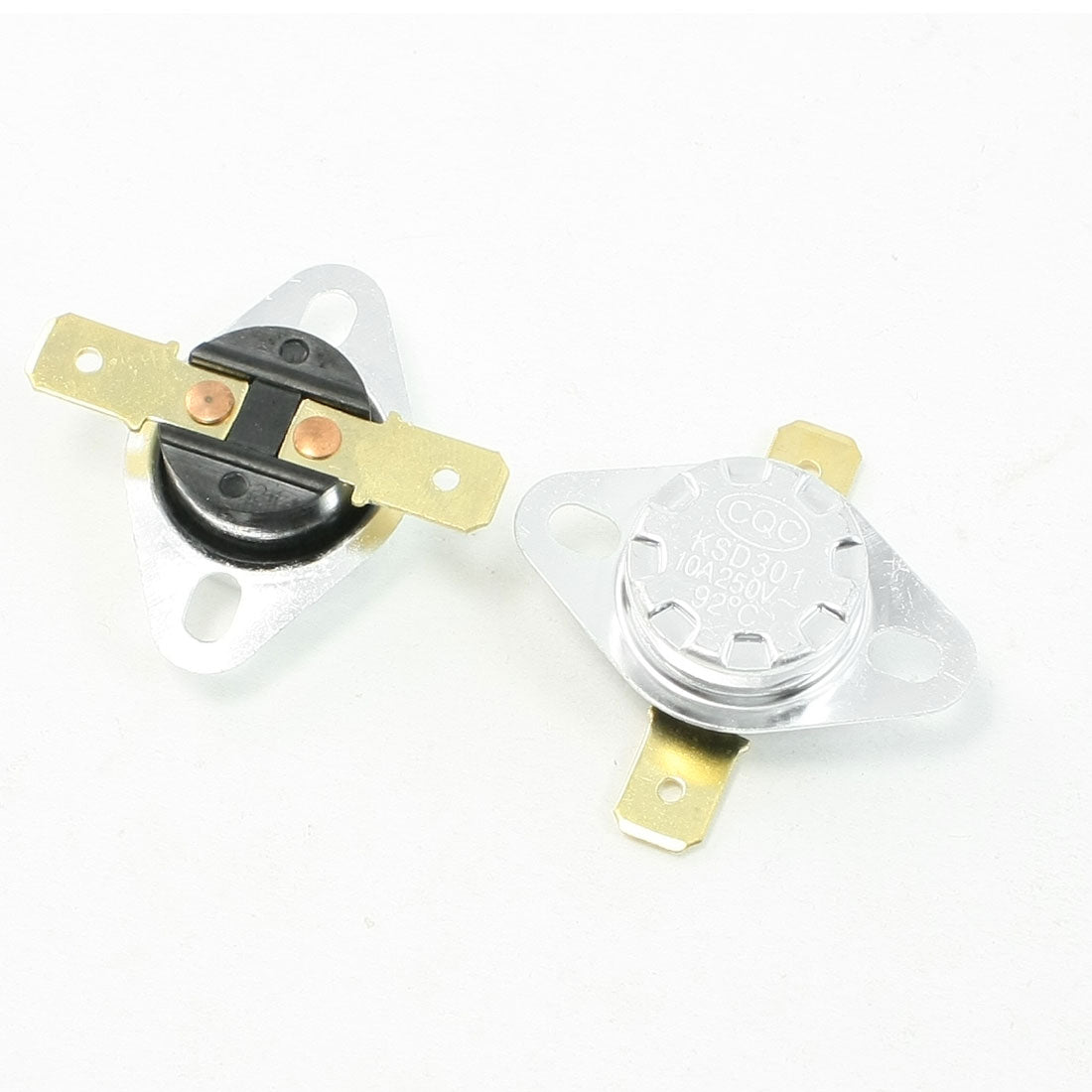 Harfington AC 250V 10A Normal Close 92C Temperature Control Switch Bimetal Thermostat 2pcs