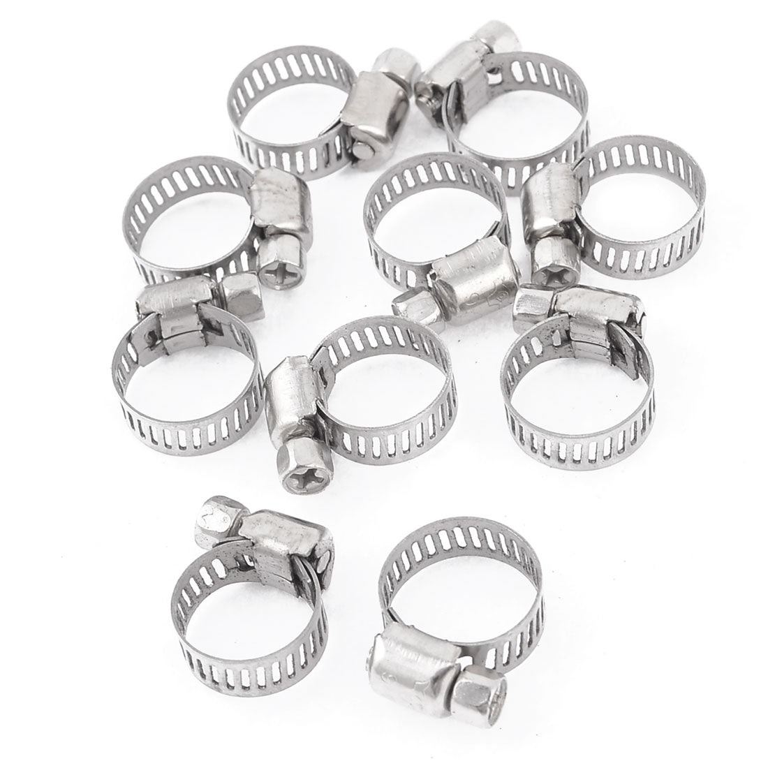 Harfington 10pcs Stainless Steel 9mm to 16mm Hose Pipe Clamps Clips Fastener