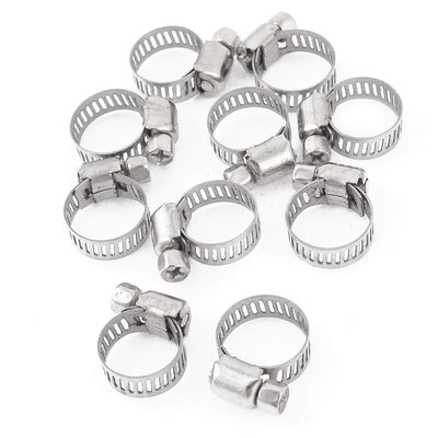 Harfington 10pcs Stainless Steel 9mm to 16mm Hose Pipe Clamps Clips Fastener