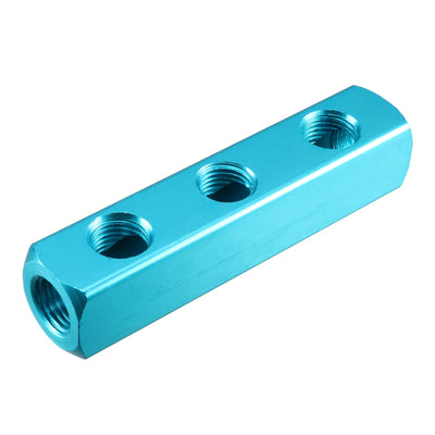 Harfington Turquoise Female Thread 3 Ways Air Hose Inline Aluminum Air Manifold Block