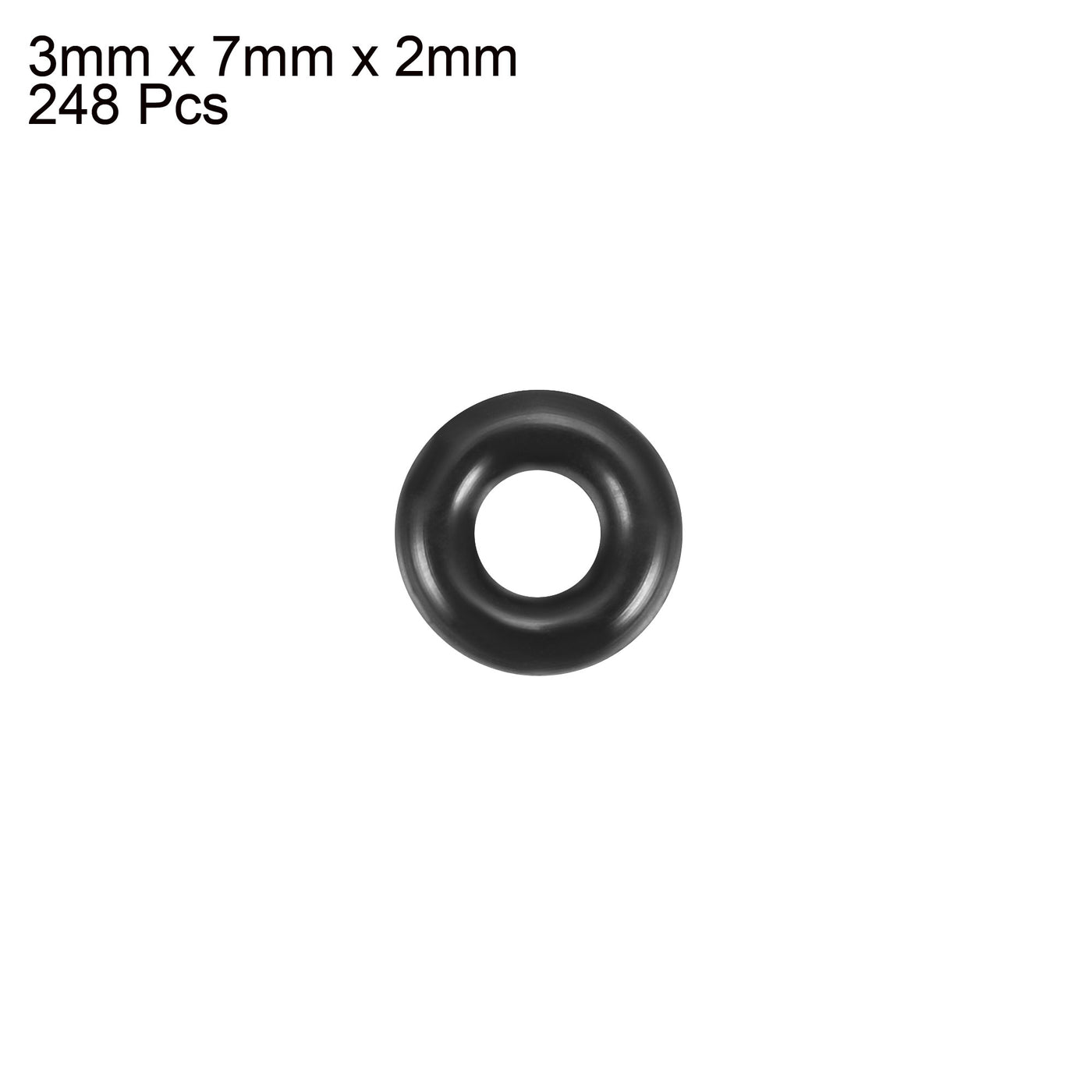 Harfington 248pcs 3mm×7mm×2mm Black Rubber O Shape Rings Oil Seal Gaskets Washer