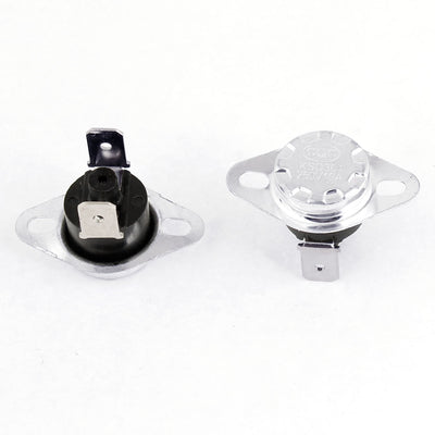 Harfington 2pcs 100 Celsius 250V 10A Plastic Thermostat Switch Black Silver Tone