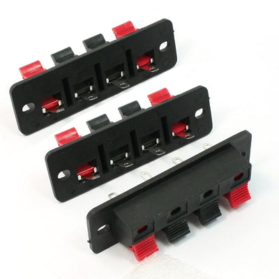 Harfington 3pcs Single Row 2 Red 2 Black 4 Position Push Type Speaker Terminals