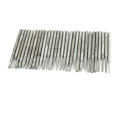 Harfington 30 in 1 3mm Diameter Alloy Shank Diamond Point Grinding Drill Bits w Case