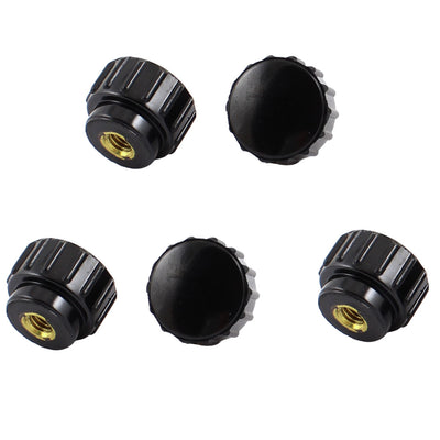 Harfington 5pcs Black M4 Female Thread Thumbscrew Grip Knurled Knob