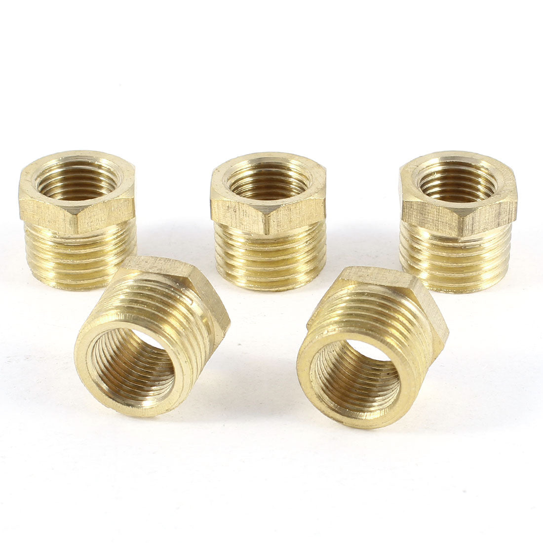 Harfington 5pcs 1/4"BSP Male×1/8"BSP Female Thread Brass Hex Bushing Pipe Fitting Adapter