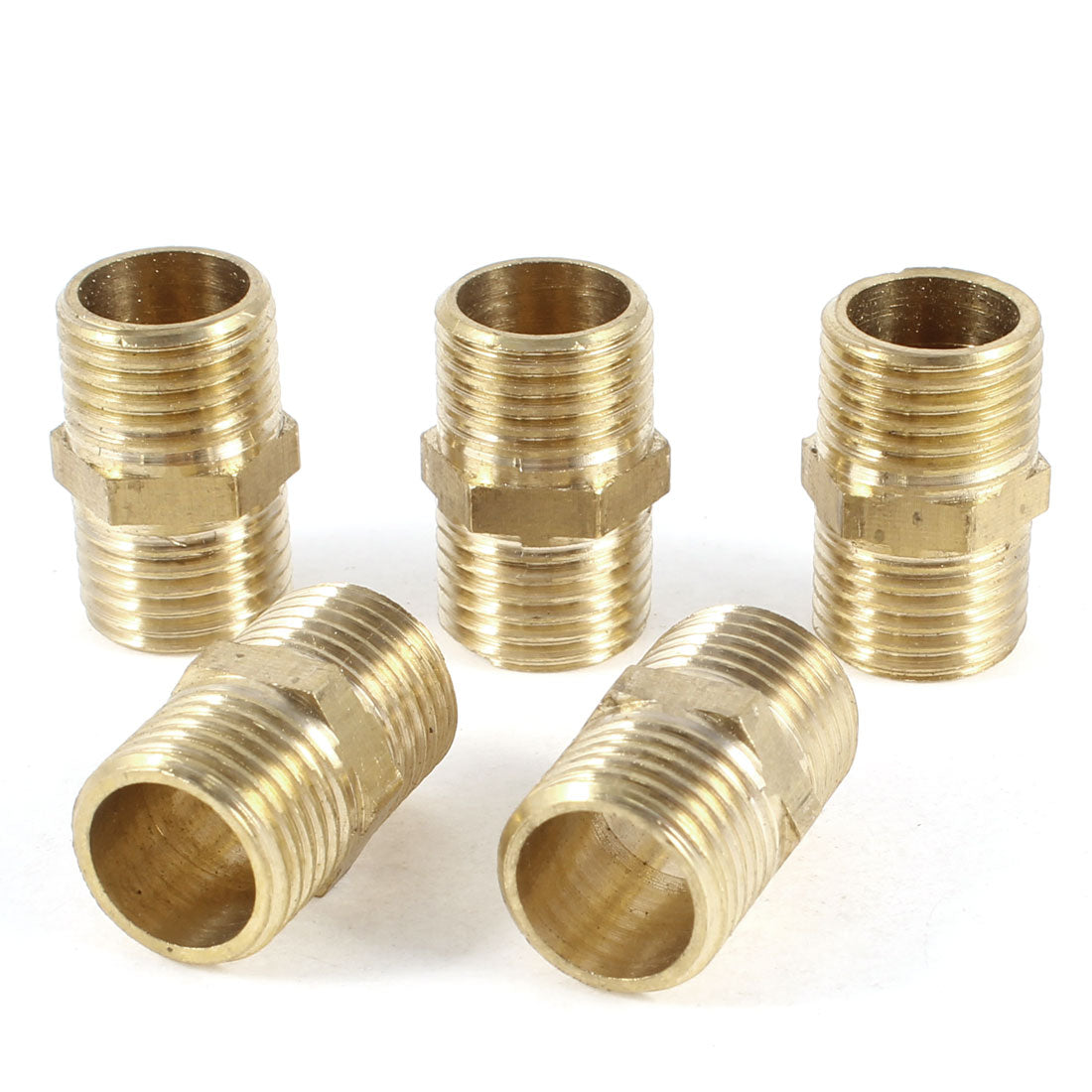 Harfington 5pcs Male G1/4" to Male G1/4" Brass Straight Pipe Fitting Adapter