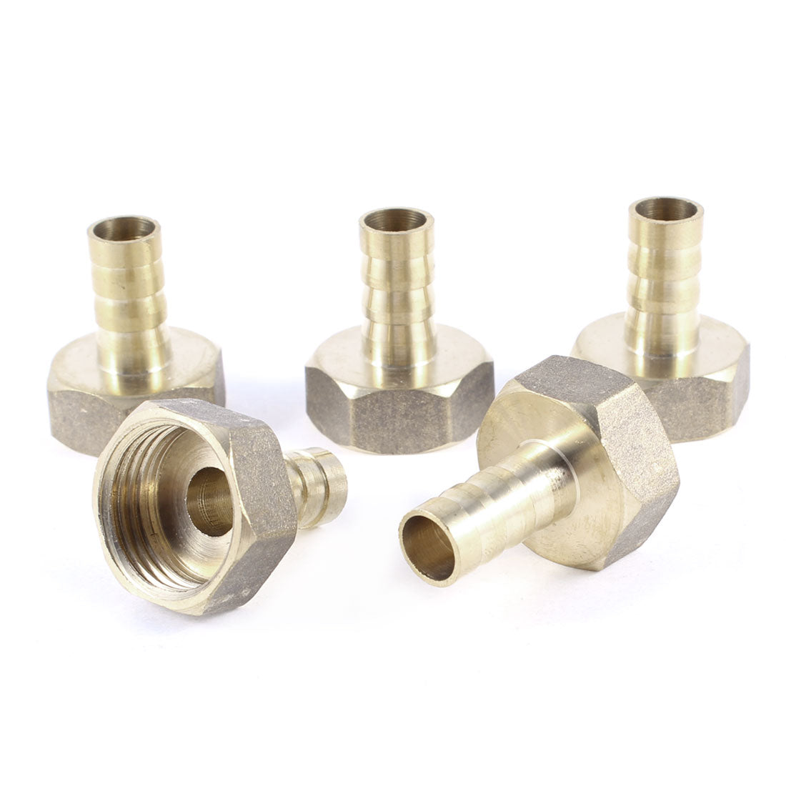 Harfington 5pcs 1/2"PT Female Thread to 10mm Air Hose Barb Brass Straight Fitting Adapter