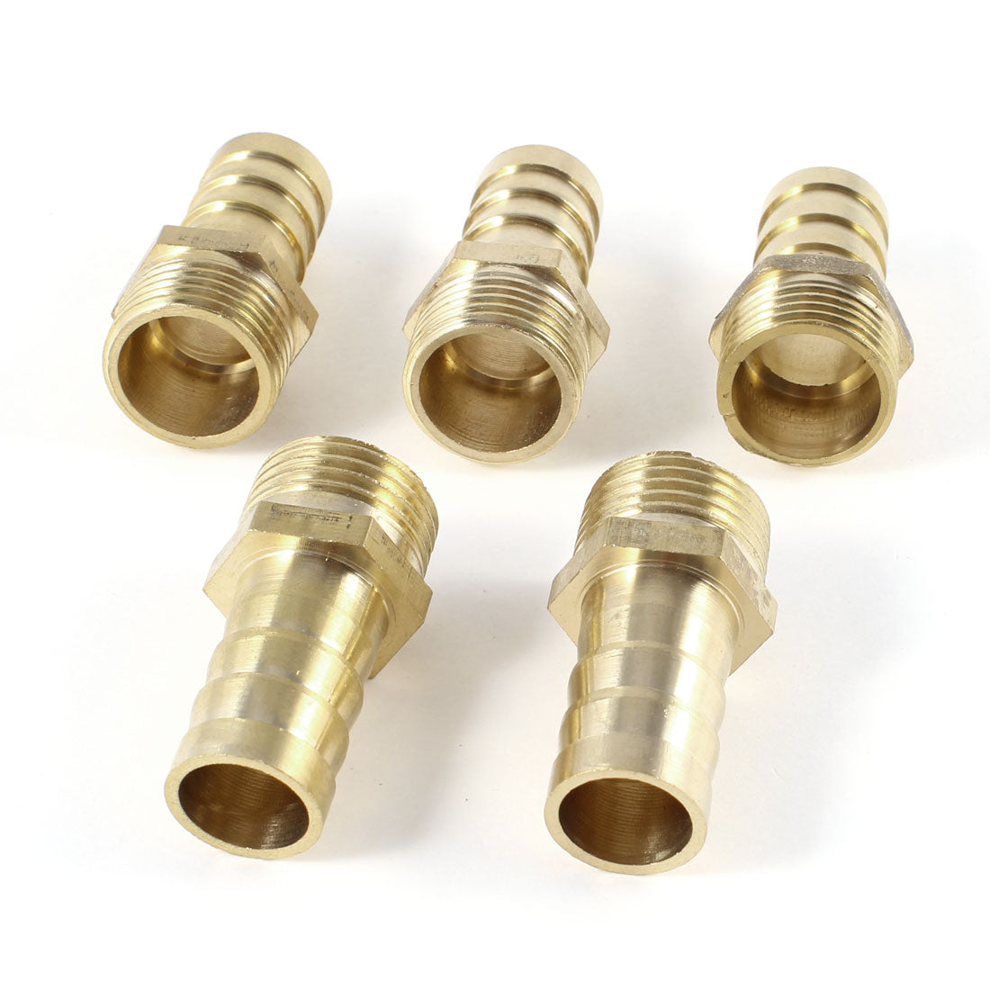 Harfington 5pcs 1/2"PT Male Thread to 16mm Hose Barb Brass Straight Adapter Fitting