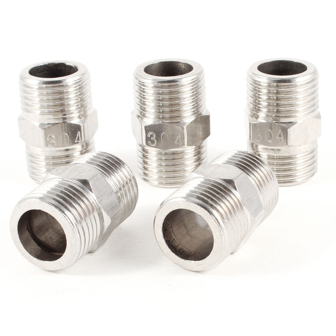 Harfington 5 Pcs 1/2"PT to 1/2"PT Male Thread Stainless Steel Straight Pipe accoupler Fitting