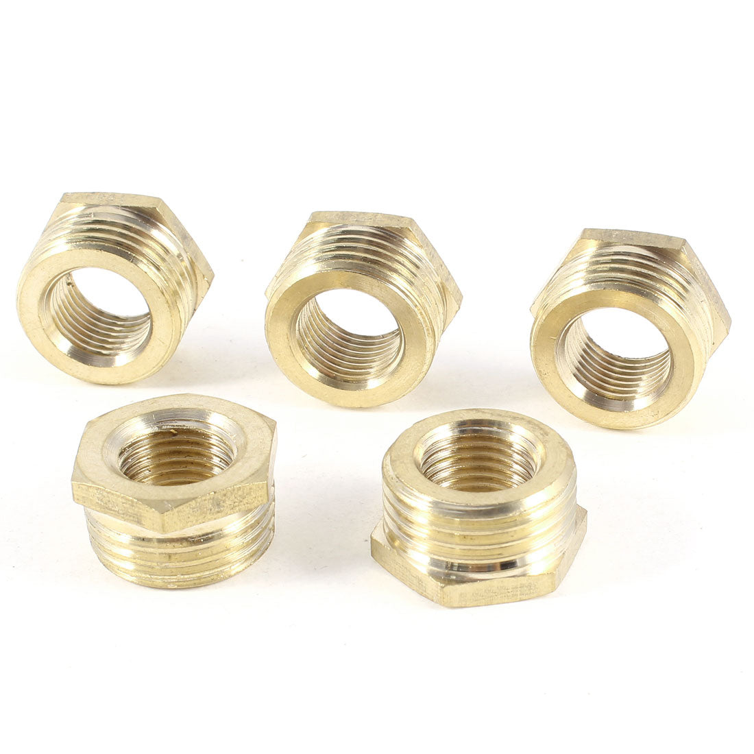 Harfington 5pcs 1/2 PT Male×1/4 PT Female Thread Brass Hex Bushing Pipe Fitting Adapter
