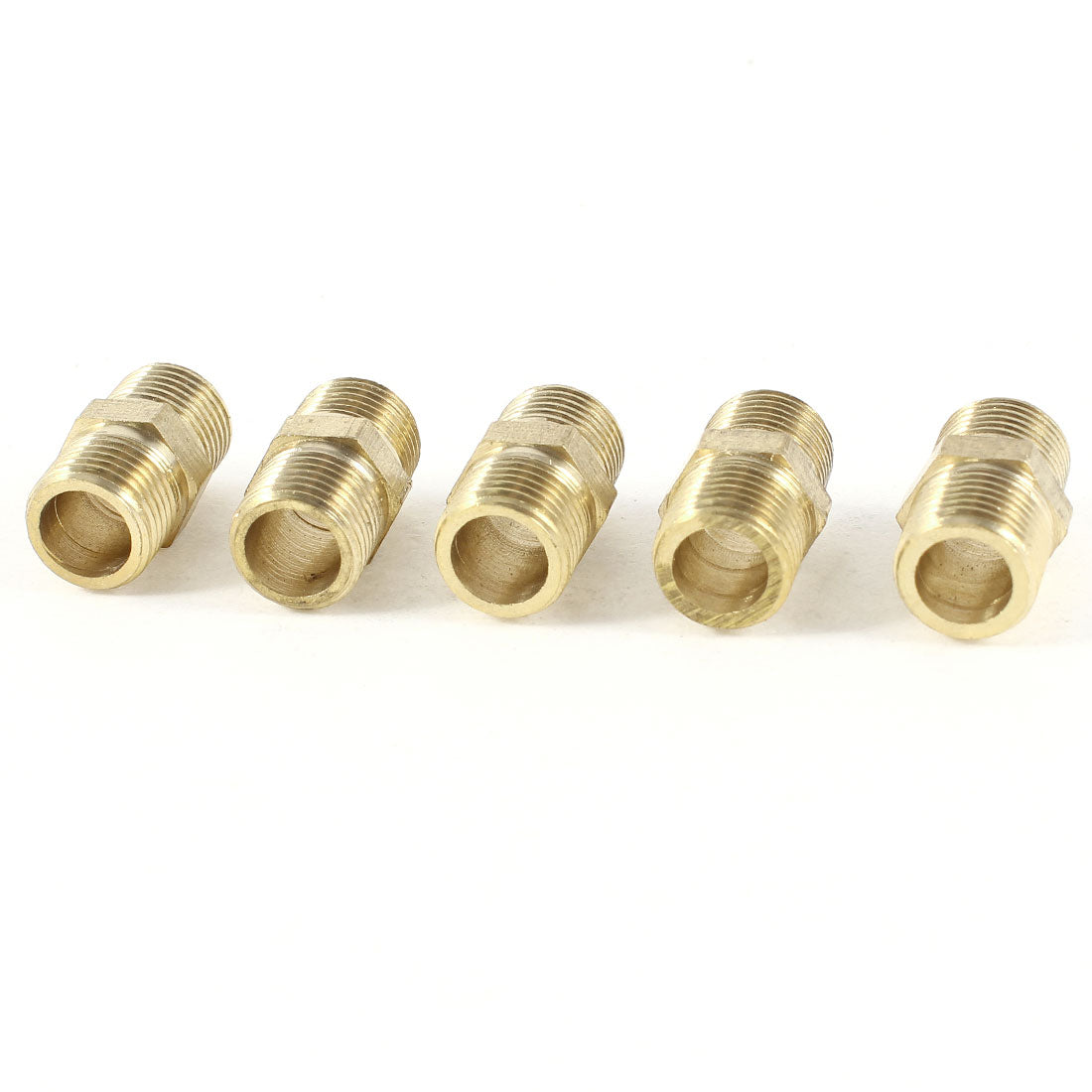 Harfington 5pcs 1/8"PT to 1/8"PT Male Thread Brass Straight Pipe Adapter Fitting 11x18mm