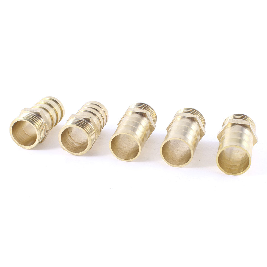 Harfington 5 Pcs 1/2"PT Male Thread to 19mm Hose Barb Brass Straight Coupling Fitting 39mm Length