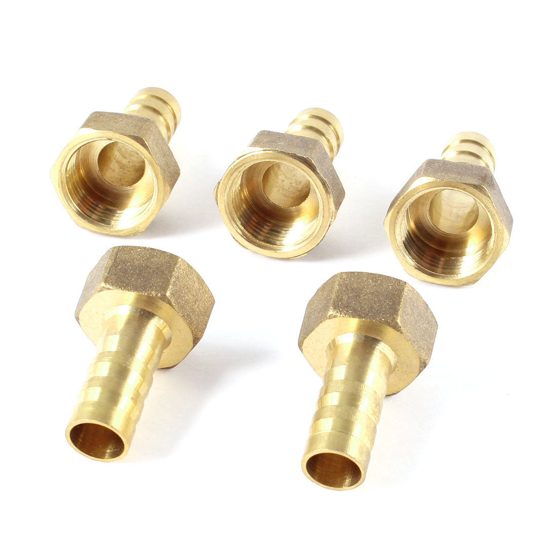 Harfington 5pcs 3/8"PT Female Thread to 10mm Air Hose Barb Brass Straight Coupler Fitting