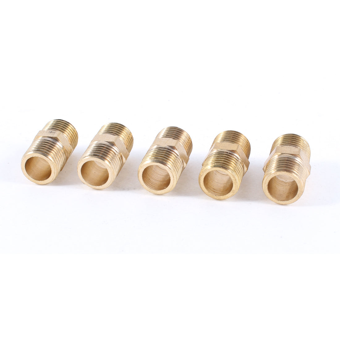 Harfington 5pcs 1/4"PT to 1/4"PT Male Thread Brass Straight Pipe Connector Fitting