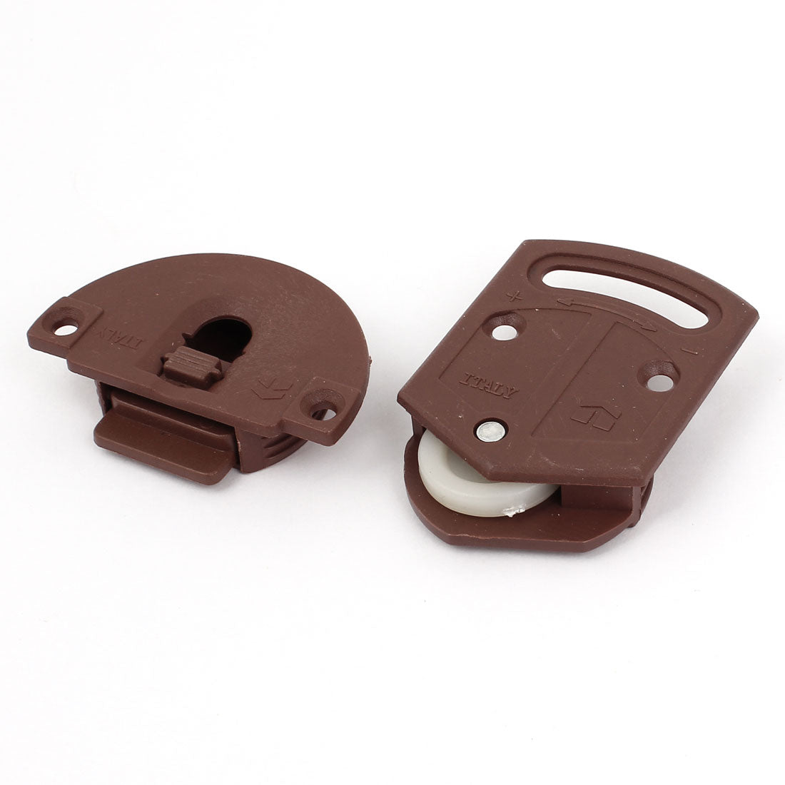 Harfington Dark Brown Plastic 3.6mm Mount Hole Wardrobe Sliding Door Roller Plate Set