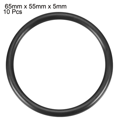 Harfington 10x 65mm OD 55mm Inner Dia Nitrile Rubber O-ring Oil Seal Gaskets Black