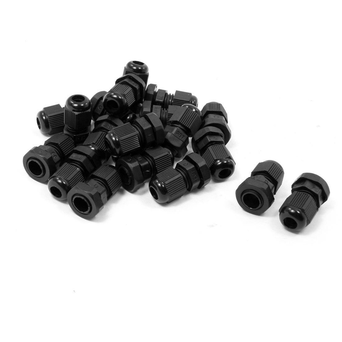 Harfington Black Plastic Waterproof Cable Gland Joint Connector PG7 PG07 20Pcs
