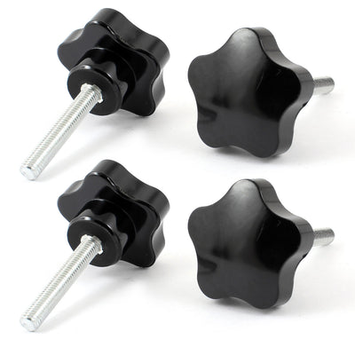 Harfington M8×50mm Male Thread 45mm Star Head Clamping Knob Black 4pcs