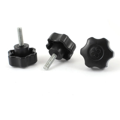 Harfington 50mm Head Diameter 8mm Male Thread Screw On Type Clamping Knob 3pcs
