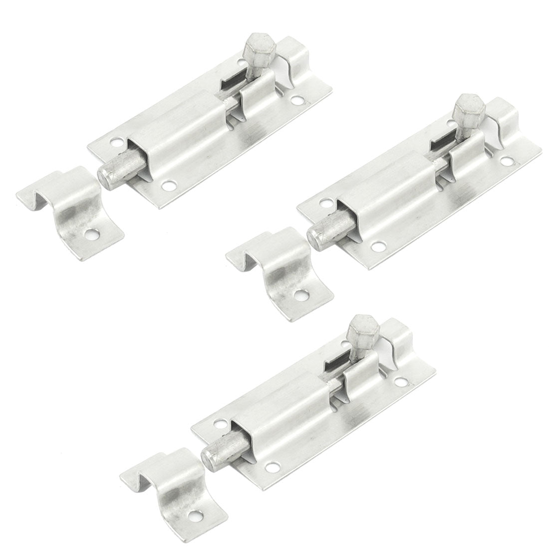Harfington 3pcs Silver Tone Door Lock Latch Slide Barrel Bolt Clasp Set 3" Length