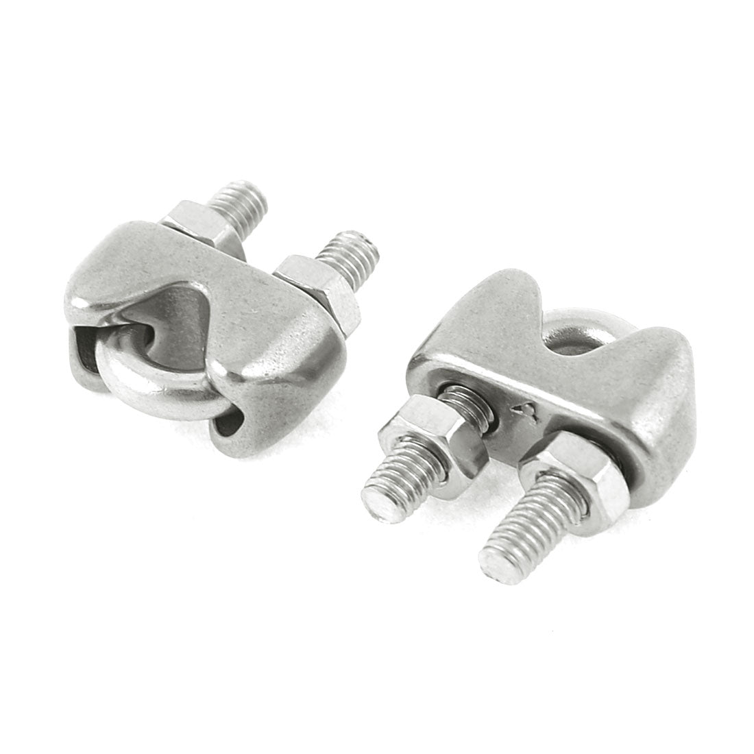 Harfington 2pcs 0.16" 4mm 304 Stainless Steel U Shape Bolt Wire Rope Clip Cable Clamp