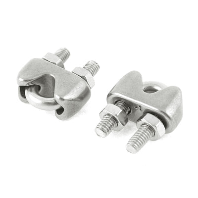 Harfington 2pcs 0.16" 4mm 304 Stainless Steel U Shape Bolt Wire Rope Clip Cable Clamp