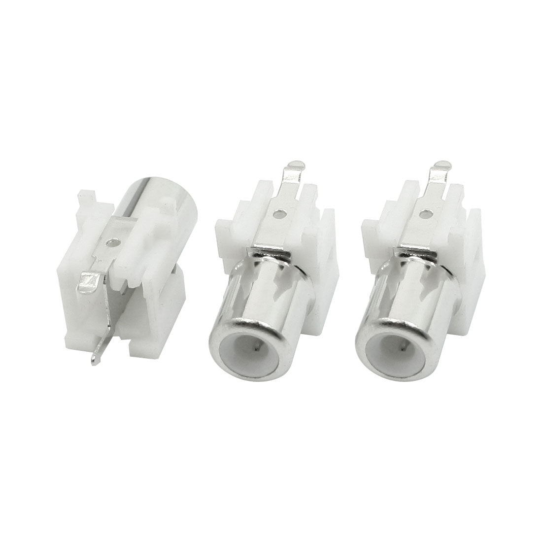 Harfington 3pcs RCA Mount 2 Pin Terminals Female 3.5mm Audio Jack Socket White