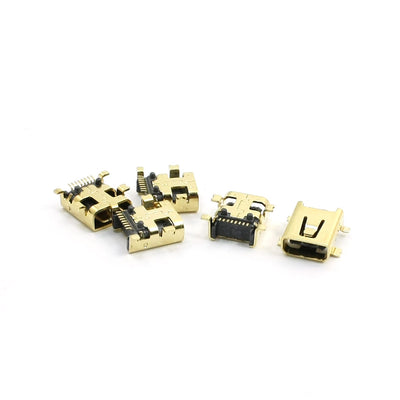 Harfington 8 Pins Mini USB Jack Female Socket Connector SMT Type Gold Tone 5pcs