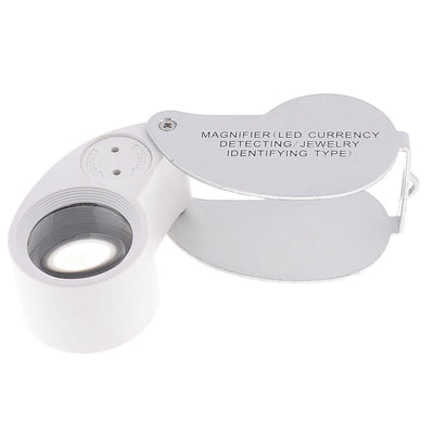 Harfington 40X Teardrop Shape Folding Jewelry Repair Loupe LED Magnifying Glass Silver Tone