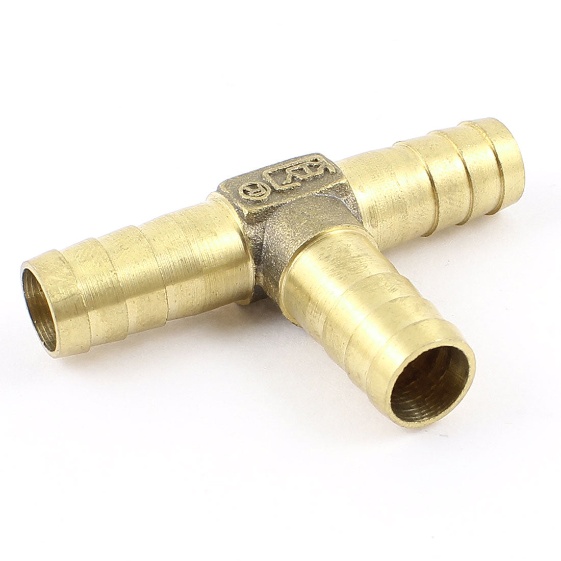 Harfington Brass 3 Way Air Gas T Shaped 10mm Hose Barb Connector for 10mm Dia Pipe 50x32mm(L xH)