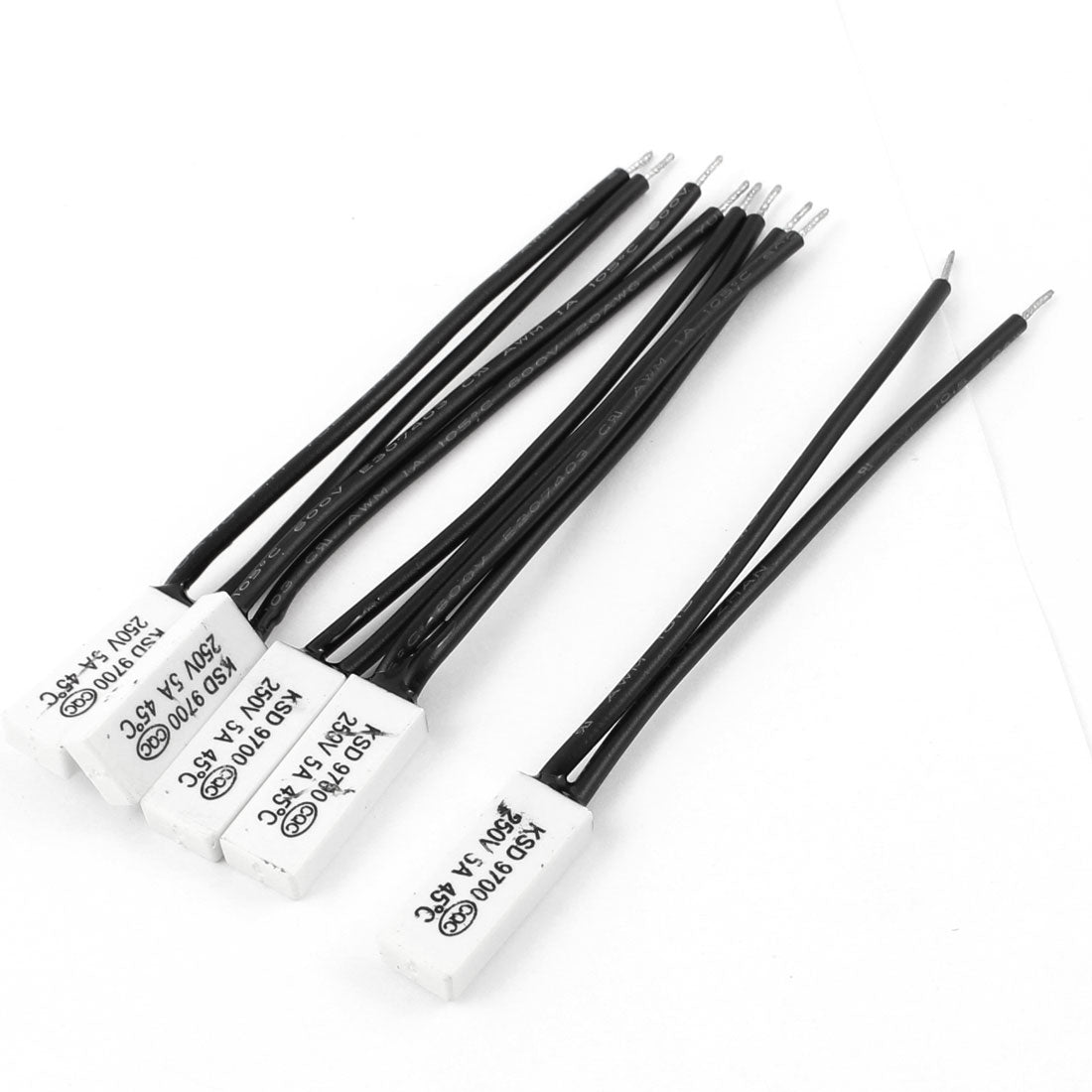 Harfington 5pcs 45 Celsius Bimetal Thermoastat Temperature Control Switch N.C 250V 5A