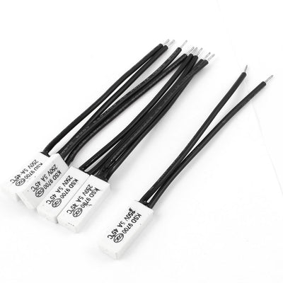 Harfington 5pcs 45 Celsius Bimetal Thermoastat Temperature Control Switch N.C 250V 5A