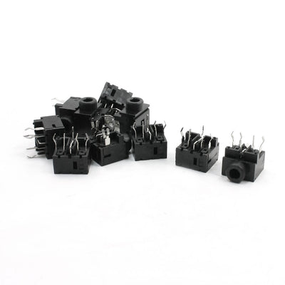 Harfington PCB Mount 5 Pin 3.5mm Stereo Jack Socket Female Connector Black 10pcs