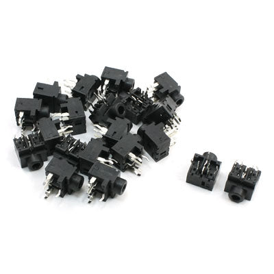 Harfington 20pcs MP3 Earphone 3.5mm Jack Socket PCB Panel Connector Black 5 Pin