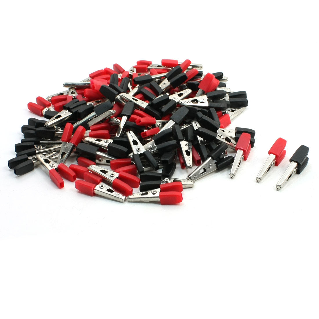 Harfington 100pcs Red Black Plastic Coated Handle Insulated Alligator Clips 1.3" Length 6mm Jaw Open Width