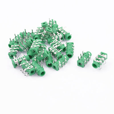 Harfington 30pcs PCB Mount 5 Pin Terminals Female 3.5mm Audio Jack Socket Green