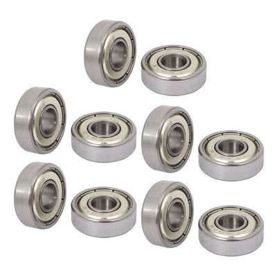 Harfington 10pcs 19mm×7mm×6mm Single Row Metal Deep Groove Ball Bearing 607Z