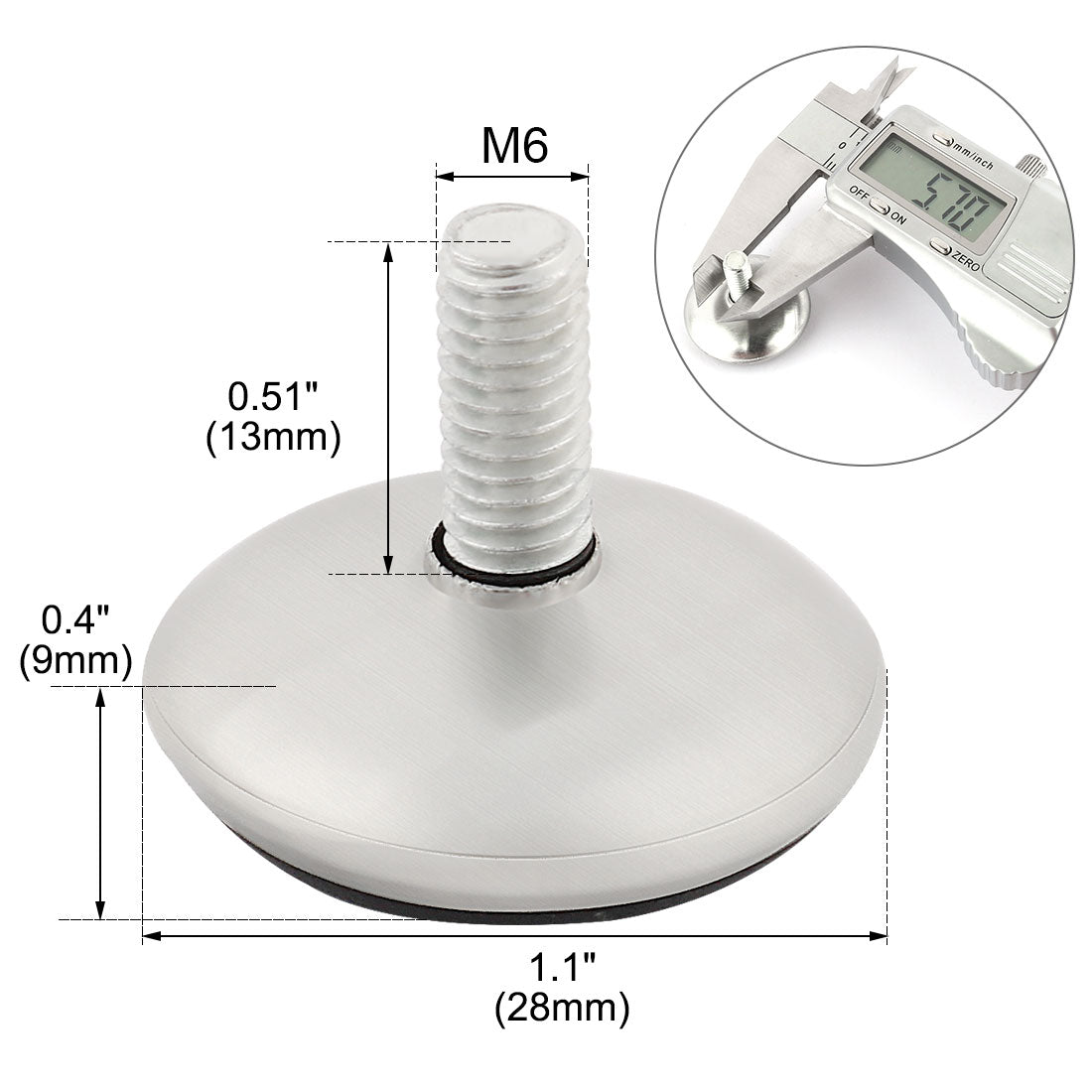 uxcell Uxcell 5pcs M6 x 13 Thread 28mm Dia Plastic Base Leveling Feet Mounts