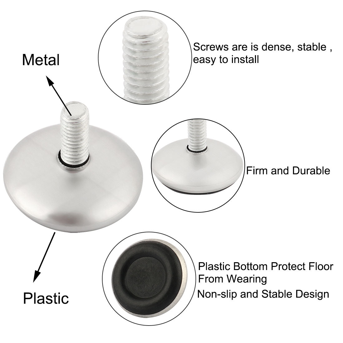 uxcell Uxcell 5pcs M6 x 13 Thread 28mm Dia Plastic Base Leveling Feet Mounts