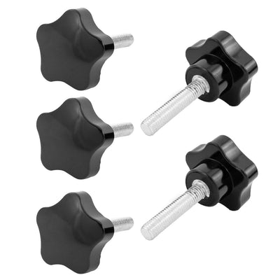 uxcell Uxcell 5 Pcs Machine Tool M8 x 40 Male Thread 40mm Dia bachelite Knobs Handle Black