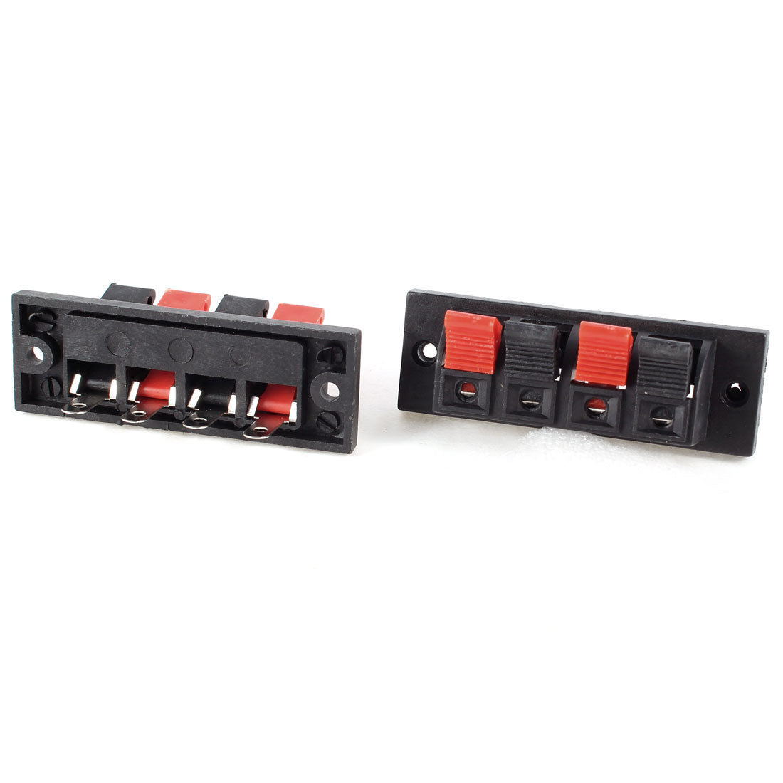 Harfington 2pcs Red Black 4 Position Cable Wire Clip Socket Speaker Terminal
