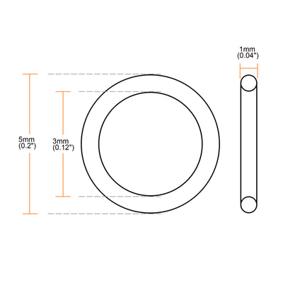 Harfington Black 5mm External Diameter Rubber O-ring Oil Seal Sealing Ring 50pcs