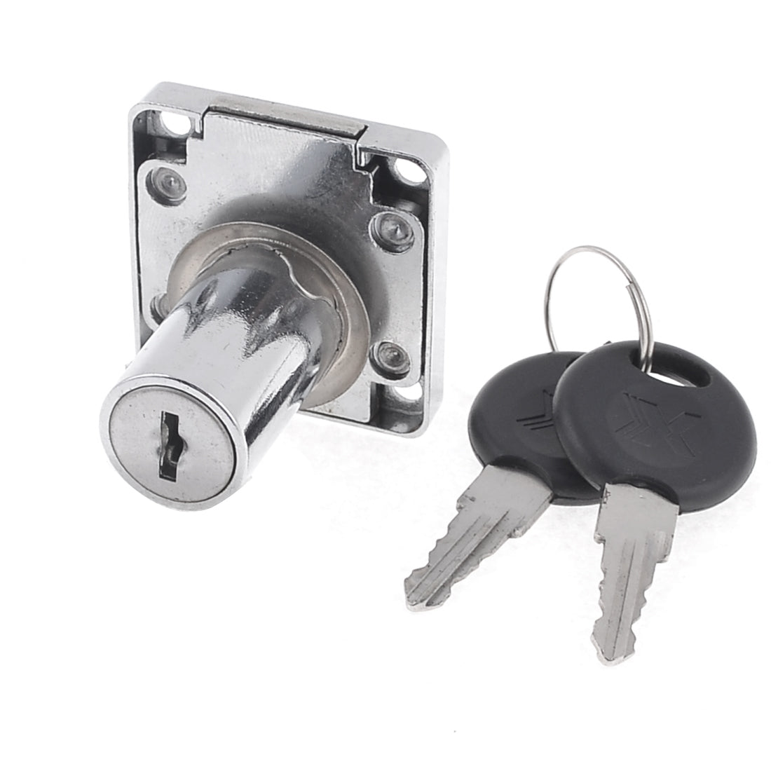 Harfington 1.6"×1.5" Glass Cabinet Single Door Cylinder Rim Security Lock Silver Tone