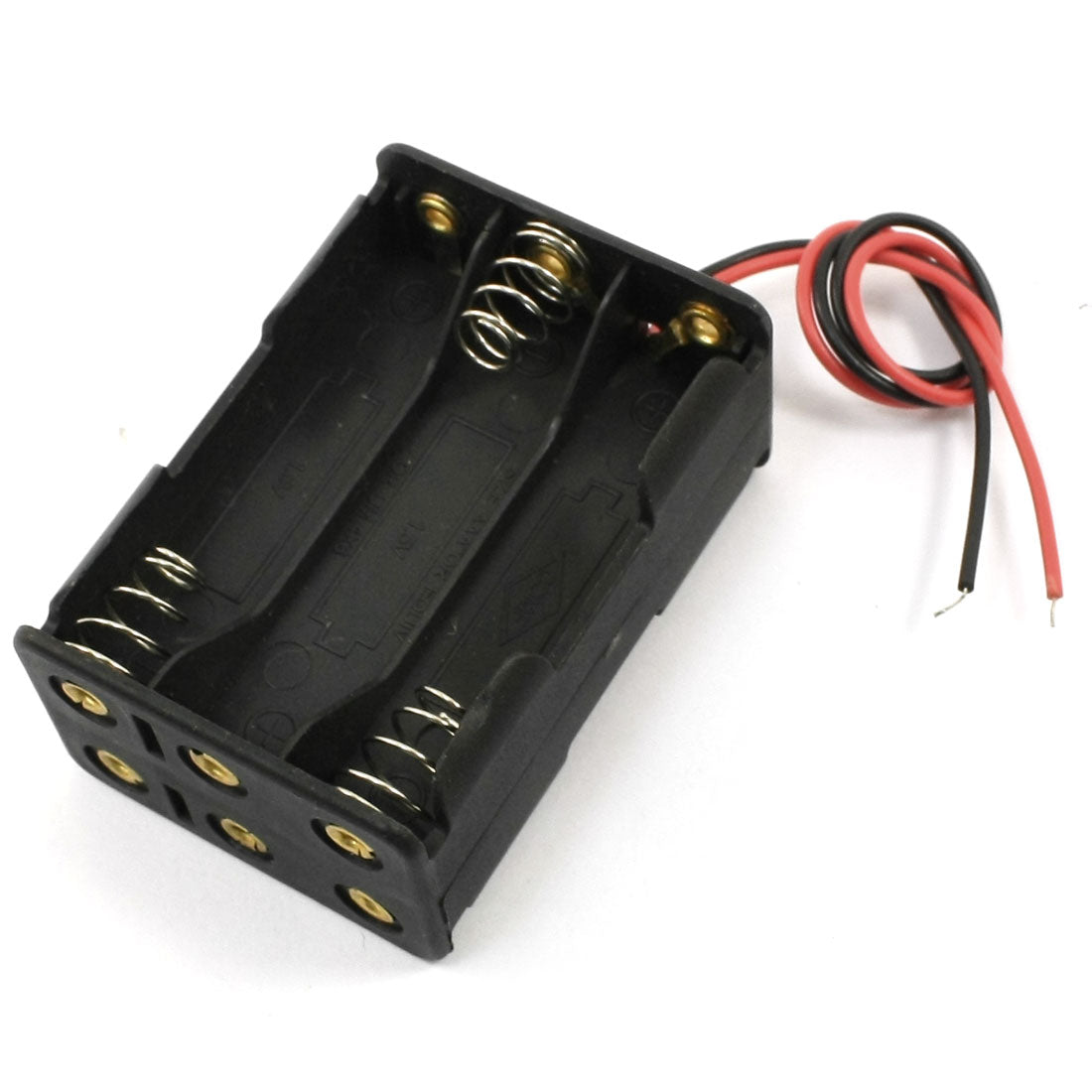 Harfington Spring Clip Black Dual Sides Battery Storage Case Holder 6 x 1.5V AAA