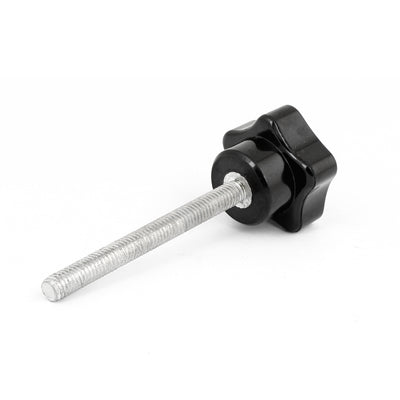 uxcell Uxcell 6mm x 60mm Male Threaded Metal Clamping Star Knob Grip Black Silver Tone