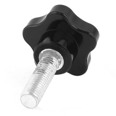 uxcell Uxcell Sliver Tone 12mm Male Thread Diameter Plastic Star Clamping Knob Black